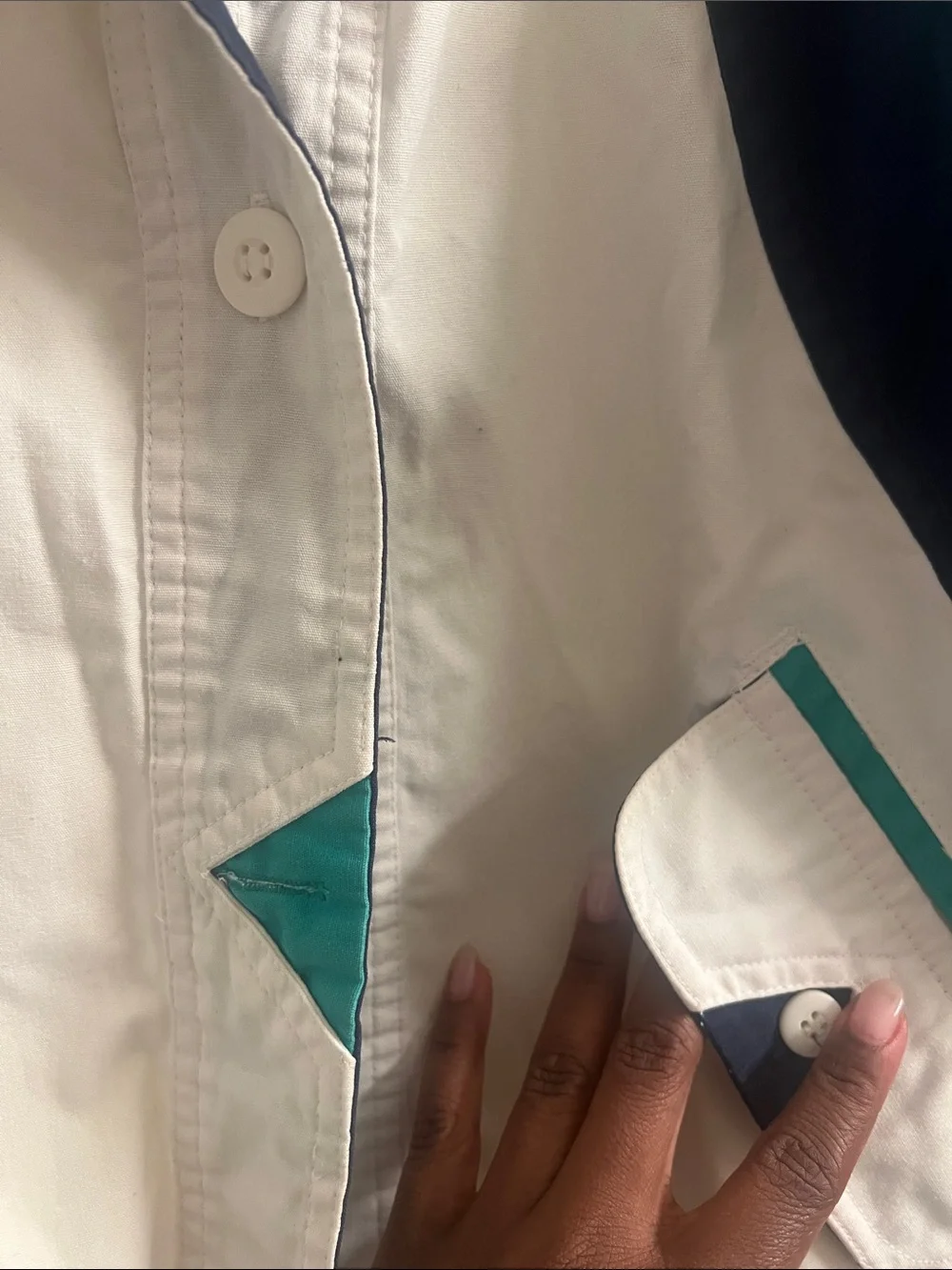 Vintage  White Teal & Navy Windbreaker Jacket